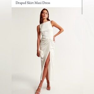 Abercrombie & Fitch White Draped Maxi Dress with Side Knot